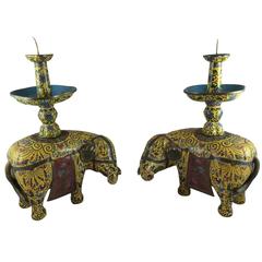 Antique Chinese Cloisonné Elephants 