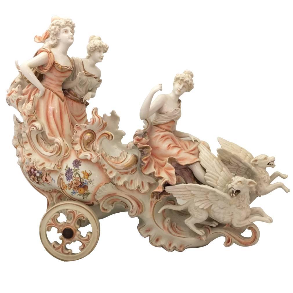 Antique Sitzendorf Porcelain Carriage