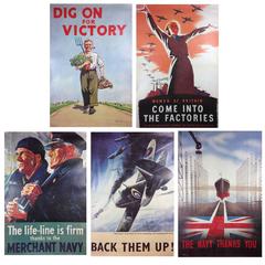 Vintage Collection of WWII Themed British Propaganda Posters
