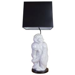Retro Italian Ceramic Monkey Lamp
