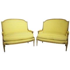 Pair of French 19th Century Louis XVI Style Giltwood Carved Marquises 1