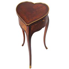 Antique Unusual Late 19th Century French Heart-Shaped Work-Table of Louis XV Character