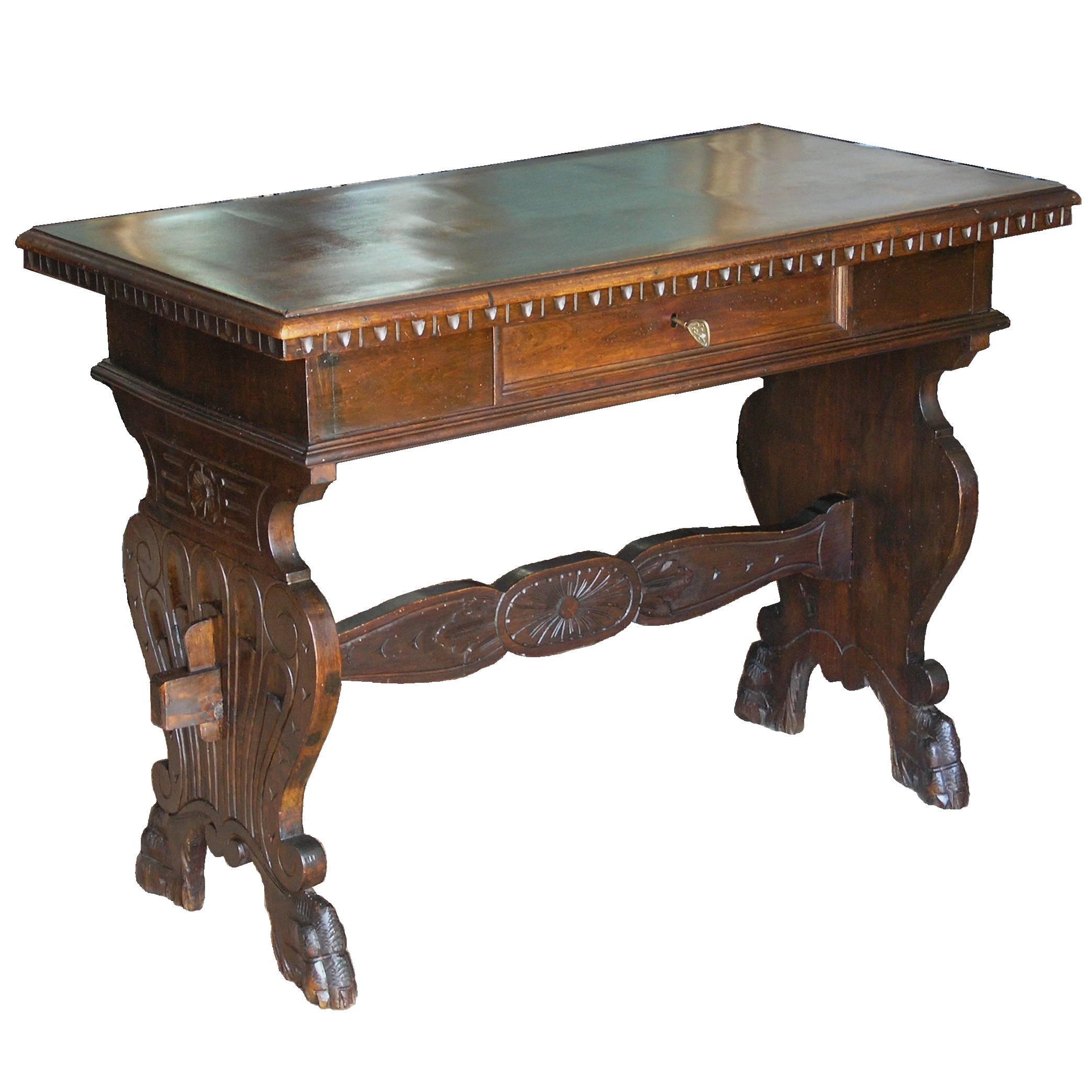  Tuscan Trestle Writing Table - 19th Century For Sale