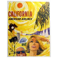 Original Retro 1950s Travel Poster Advertising California by American Airlines