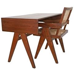 Pierre Jeanneret Desk and Chair, College of Architecture, Chandigarh