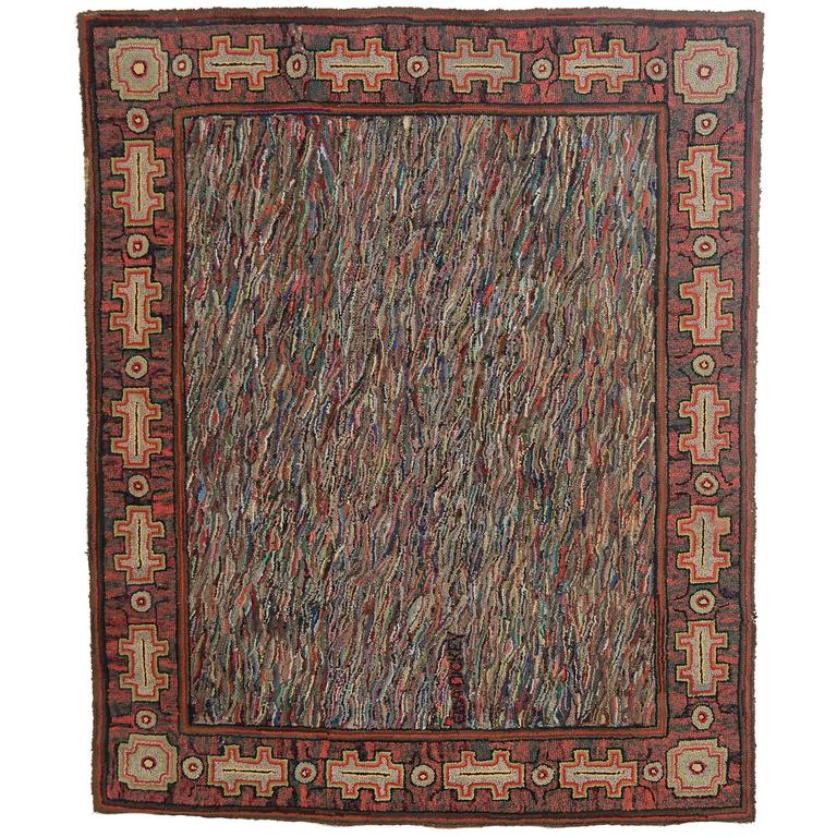 Large Abstract Hooked Rug For Sale at 1stDibs
