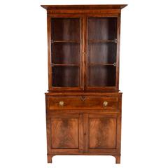 English Antique Mahogany Bureau Bookcase Circa 1800