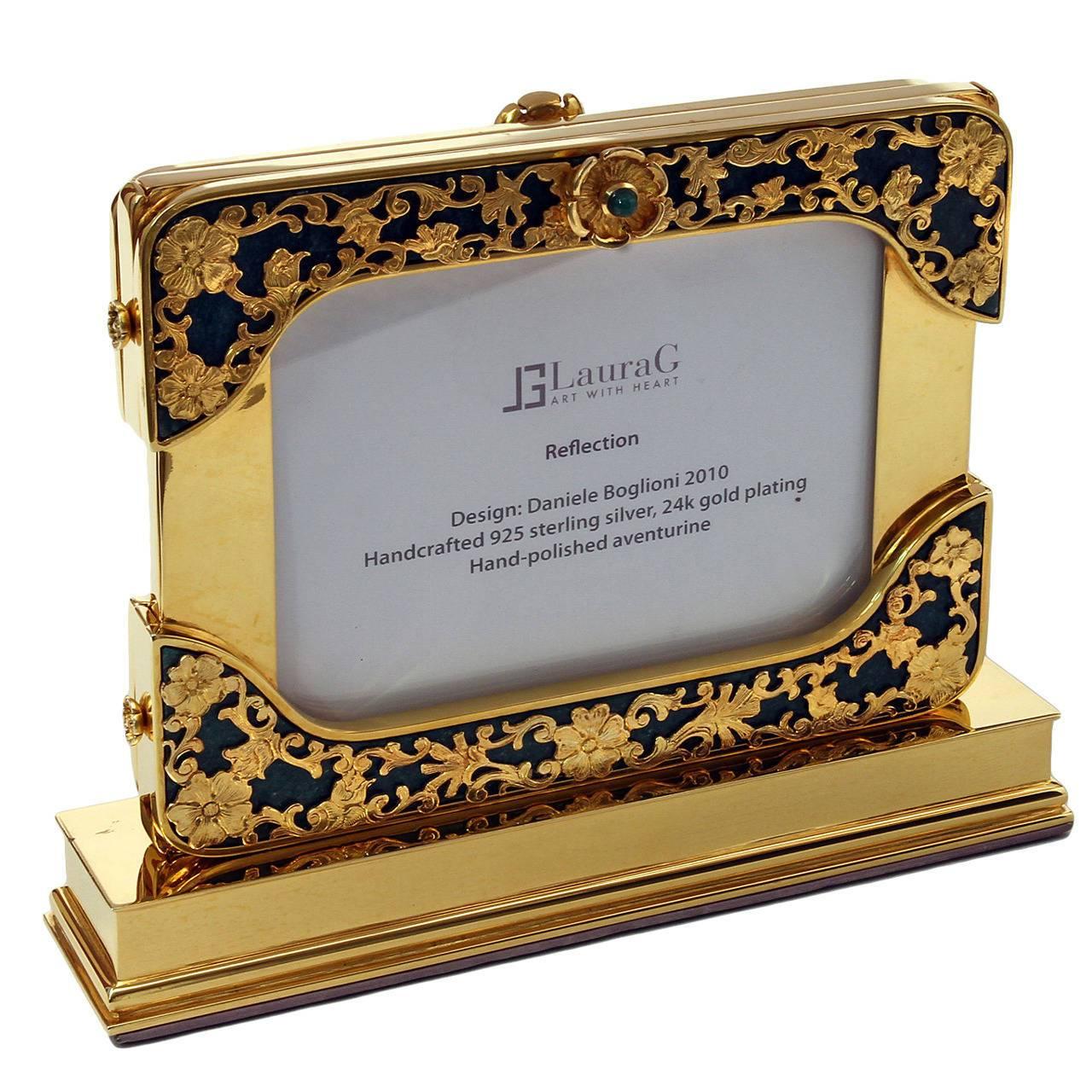 Luxury  Silver Floral Double Picture Frame, Reflection