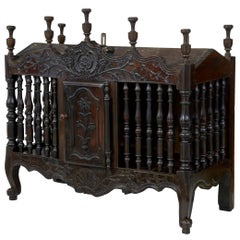 Antique Early 19th Century French Carved Walnut Panetiere