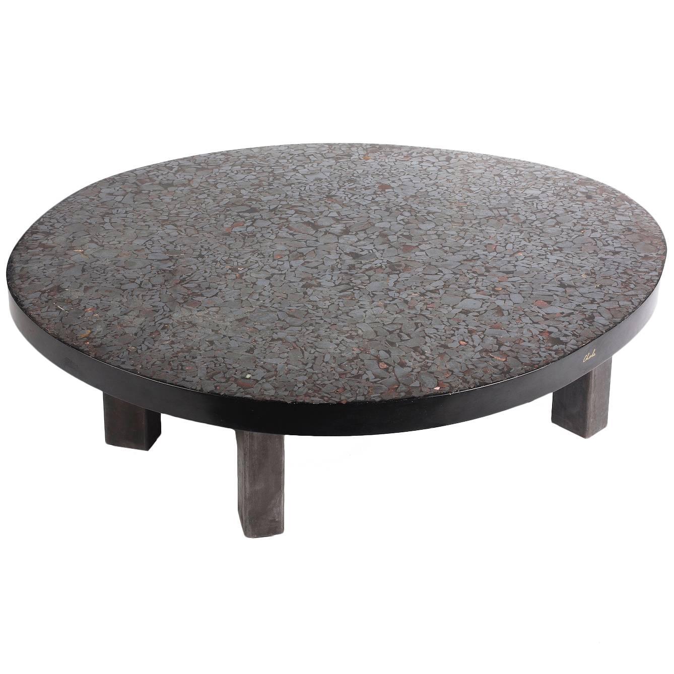"Hematite" Top Table by Ado Chale "Signed on the Edge, " circa 1980