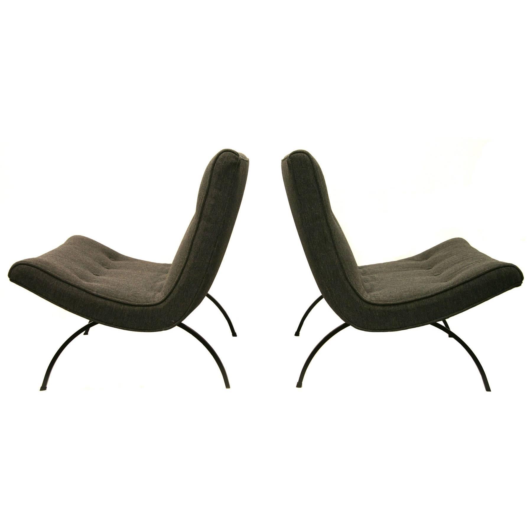 Pair of Milo Baughman Scoop Chairs For Sale