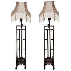 Pair of Victorian Chinoiserie Rosewood Floor Lamps