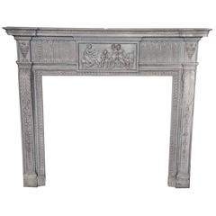 Antique Neoclassical Carved Pine and Gesso Fire Surround