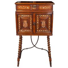 17th Century Indo-Portuguese Walnut Cabinet on Stand with mother-of-pearl inlay