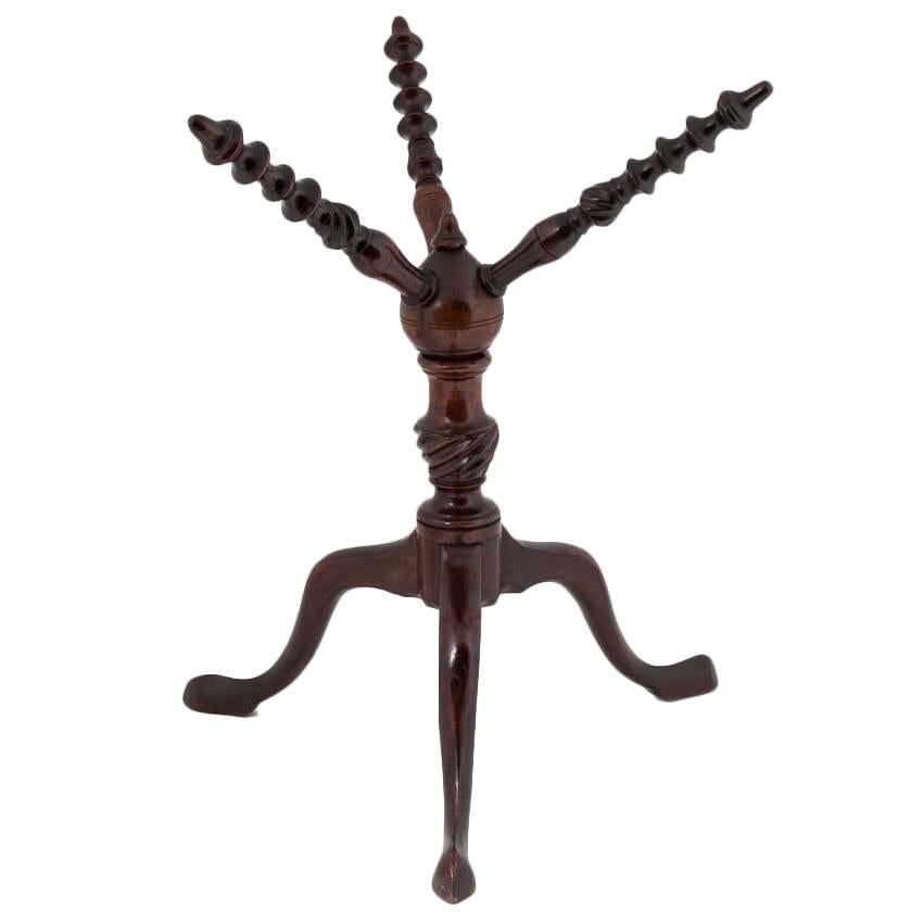 Mahogany Bowl Stand, 18th Century, Tripod Base with Spiral Lobbing For Sale