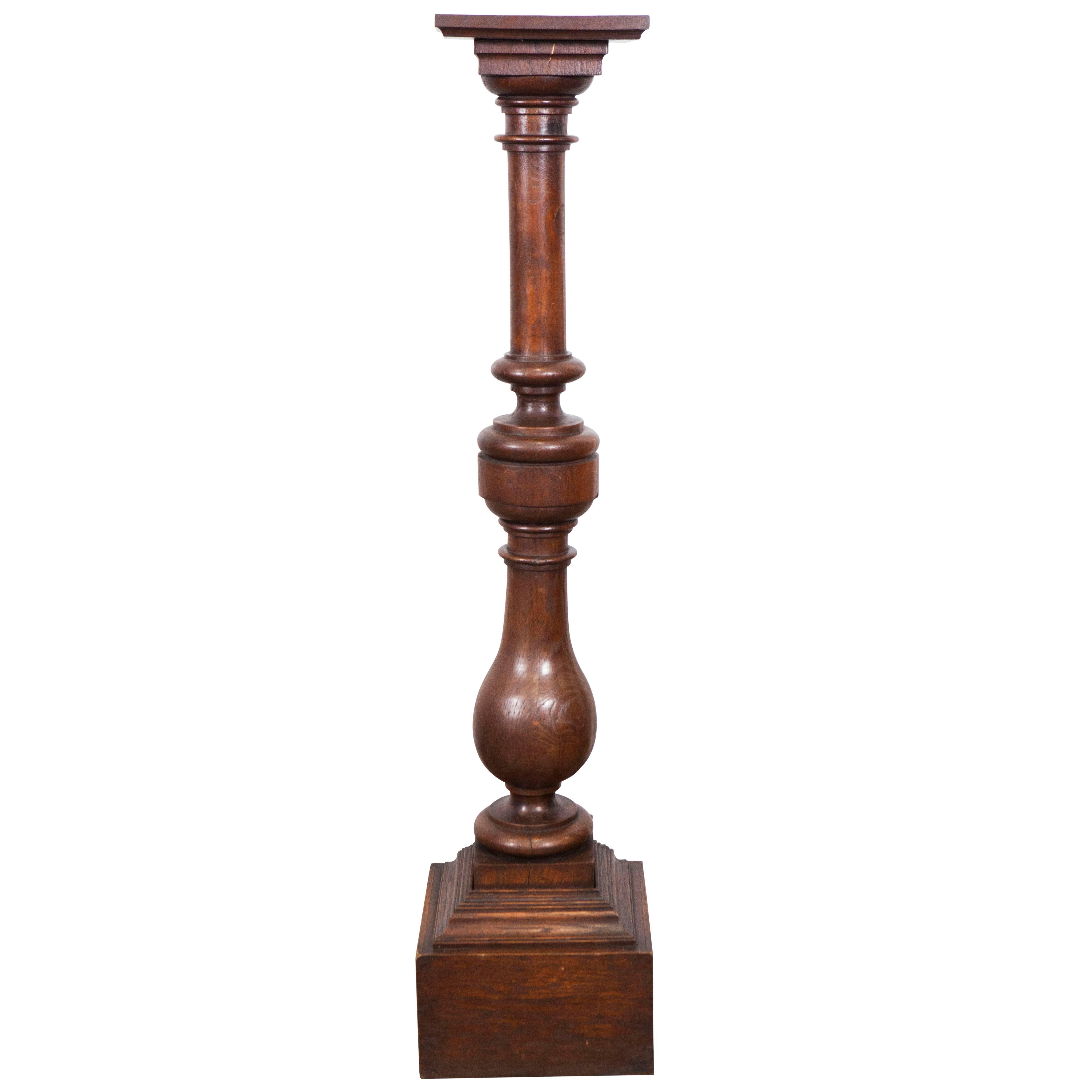 English Oak Pedestal, 19th Century For Sale
