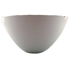 Rare Large Krenit Bowl by Herbert Krenchel. White Metal and White Enamel, 1970s