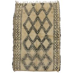 Mid-Century Modern Beni Ourain Moroccan Rug