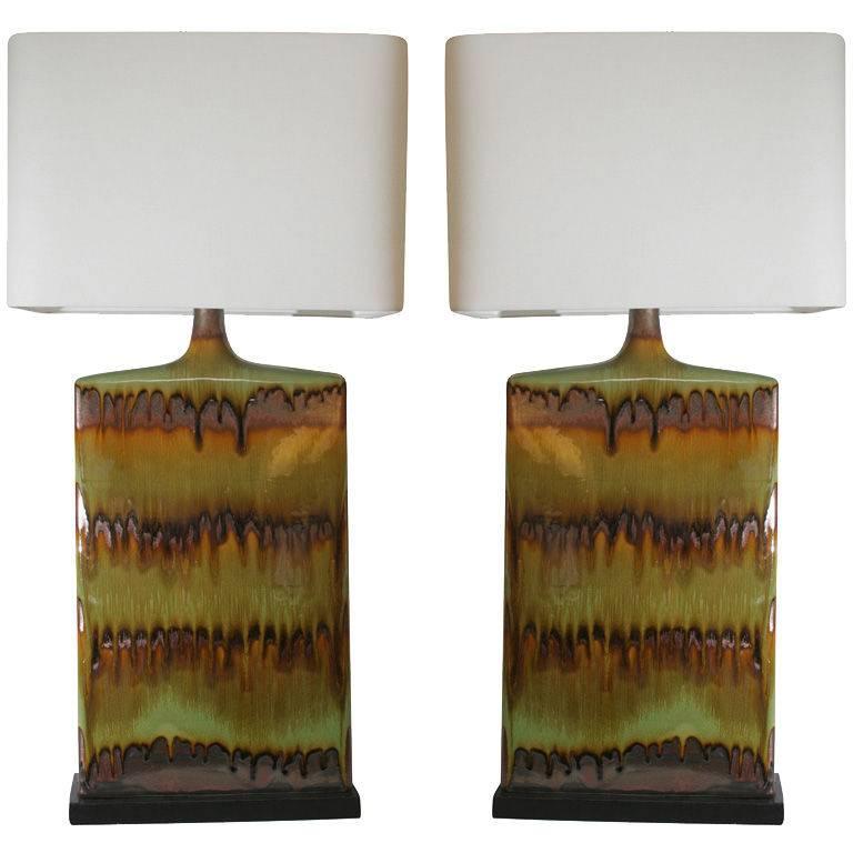 Pair of Danish Glazed Ceramic Table Lamps