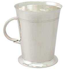 Sterling Silver Pint Mug - Art Deco Style - Antique George V 12