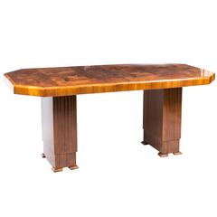 Antique Art Deco Dining Table Burr Walnut, circa 1930 10