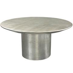 "Knife Edge Dining Table" in Mirror Lacquered Silver Leaf by Karl Springer