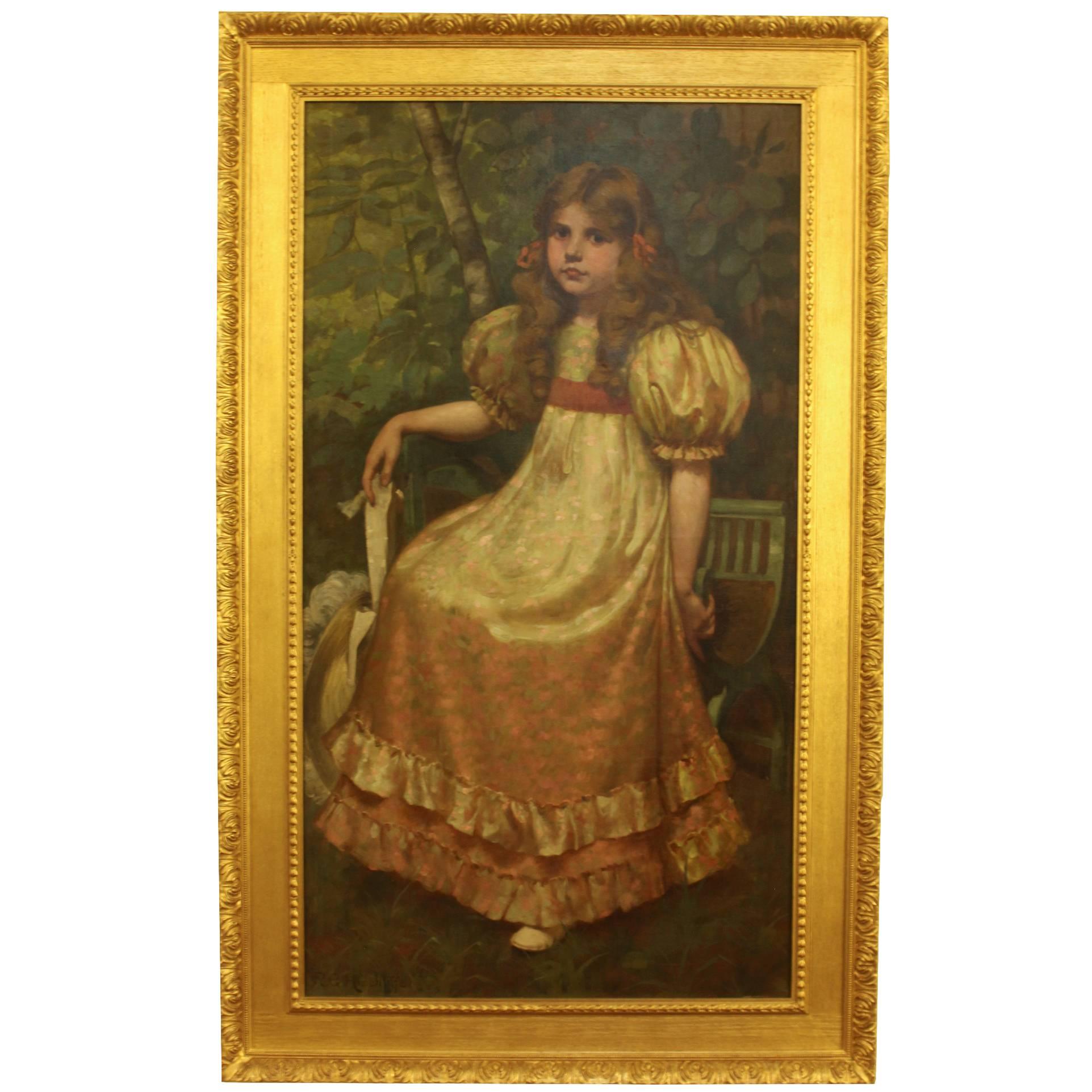 "Portrait of a Girl" Oil Painting by Richard George Hinchliffe For Sale