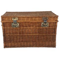 Antique Large French Willow Basket Hamper