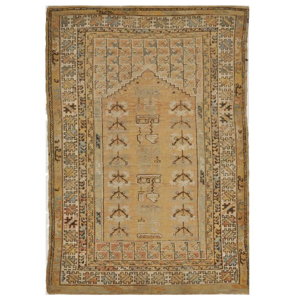 Antique Small Turkish Ghiordes Rug For Sale