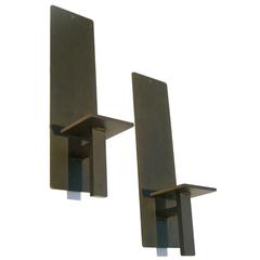 Pair of Contemporary Iron Modernist Minimalist Wall Sconces