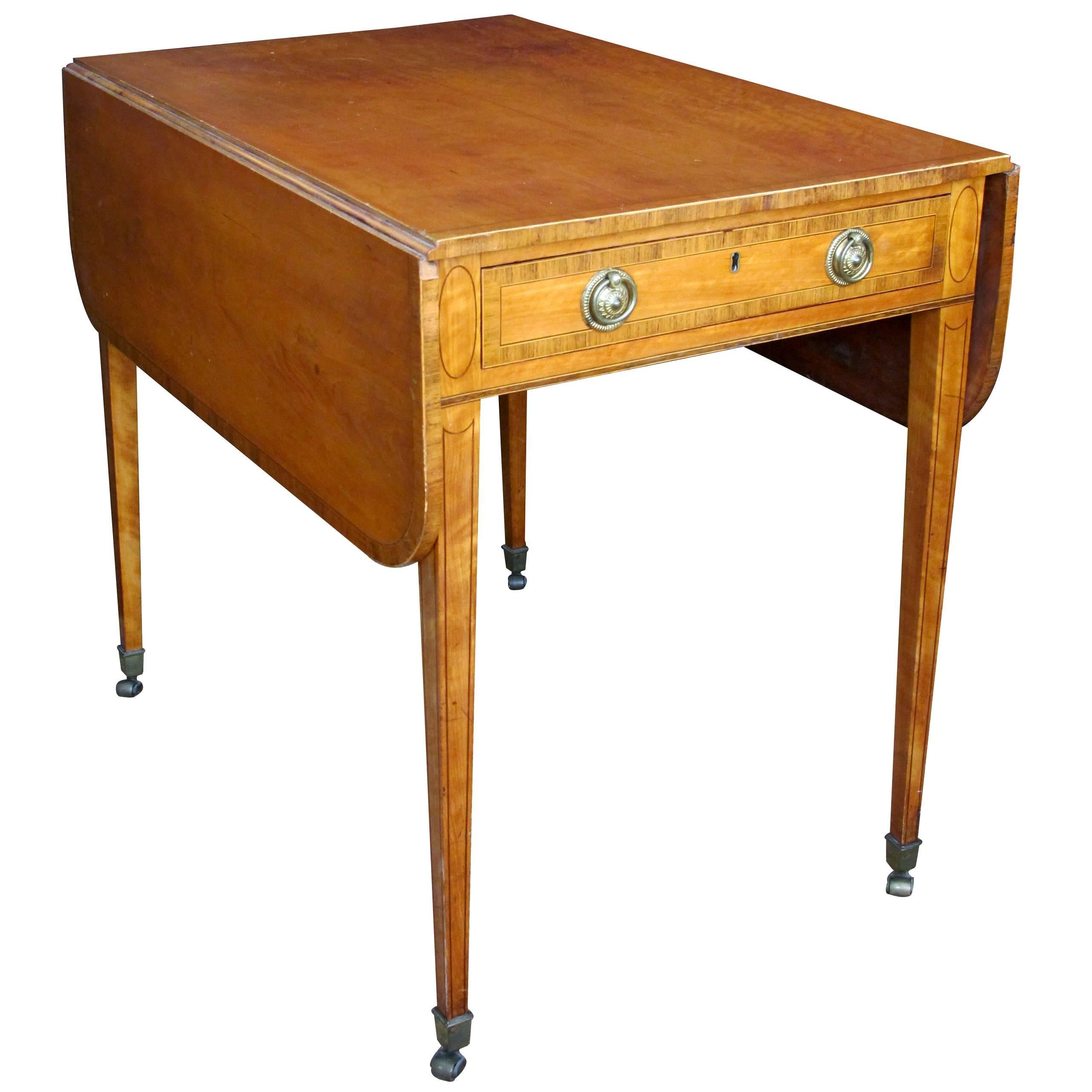 English George III Satinwood D-End Pembroke Table, Manner of Thomas Sheraton For Sale