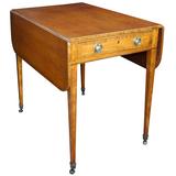 English George III Satinwood D-End Pembroke Table, Manner of Thomas Sheraton