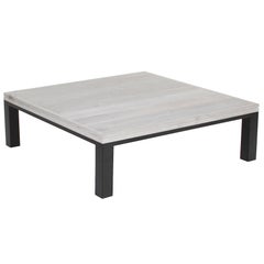 Custom Coffee Table with Bleached Walnut and Flat Black Steel Legs