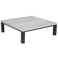 Custom Coffee Table with Bleached Walnut and Flat Black Steel Legs 4