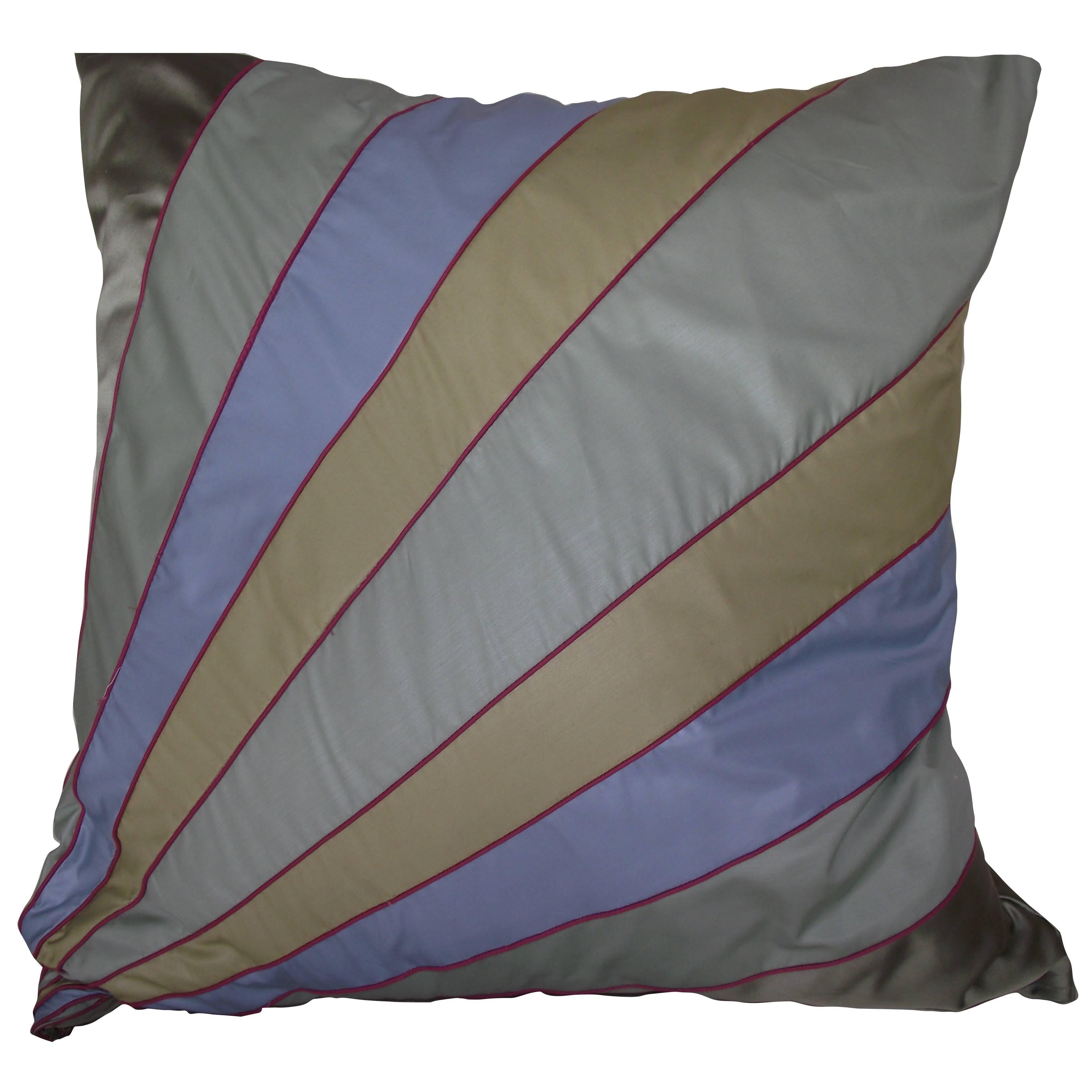 Throw Pillow Sage Green, Blue and Red  For Sale