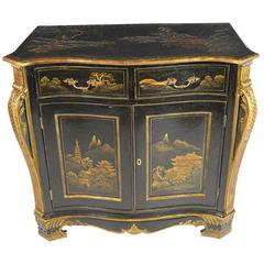 Black Chinoiserie Decorated Two-Door Cabinet