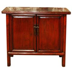  Antique Chinese Red Lacquered Faux Bamboo Sideboard, circa 1880