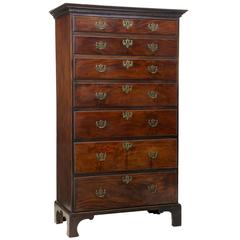 19th Century Mahogany Tall Six Drawer Chest of Drawers