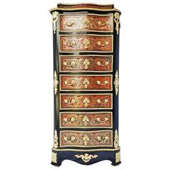 French Lady Secretary in Red Boulle Marquetry and Brass, circa 1875
