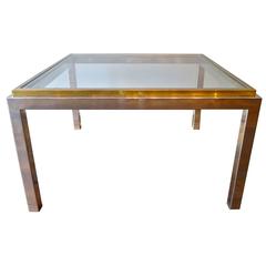 Brass and Chrome French Square Coffee Table by Jean Charles