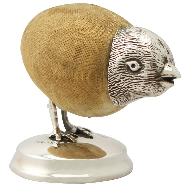Sterling Silver ‘Chick’ Pin Cushion, Antique Edwardian For Sale at 1stdibs