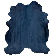 Navy Blue Contemporary Cow Hide Hair Rug