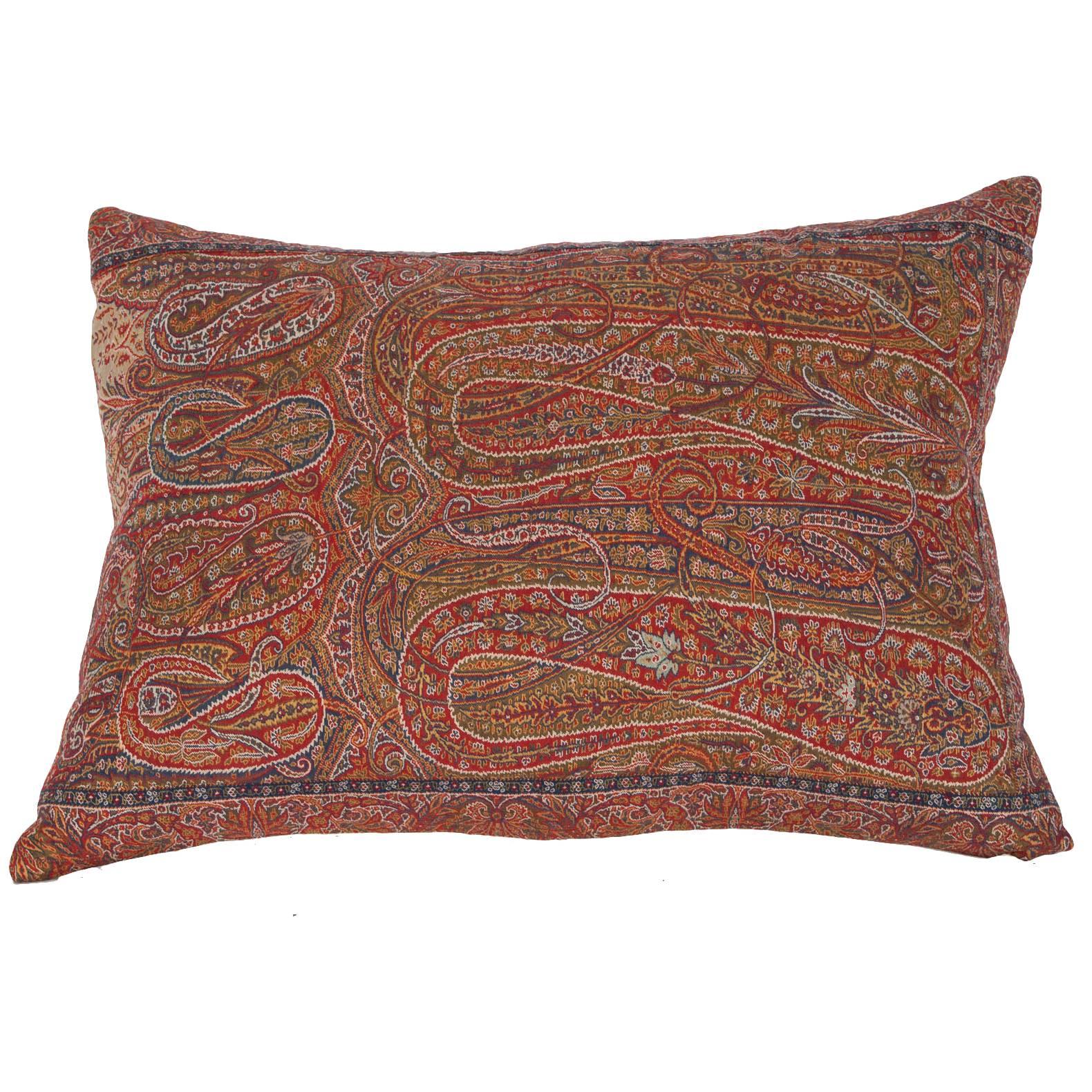 Early 19th Century Paisley Wool Pillow