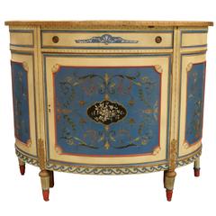 Hand-Painted Antique Demilune Cabinet