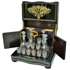 Antique Liquor Cellar Marqueterie Boulle Napoleon III Signed Marechal Paris, circa 1870