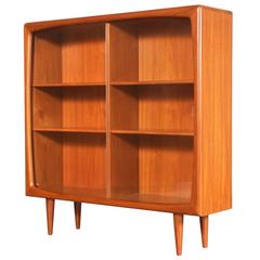 Danish Modern Teak and Glass Bookcase by H.P Hansen