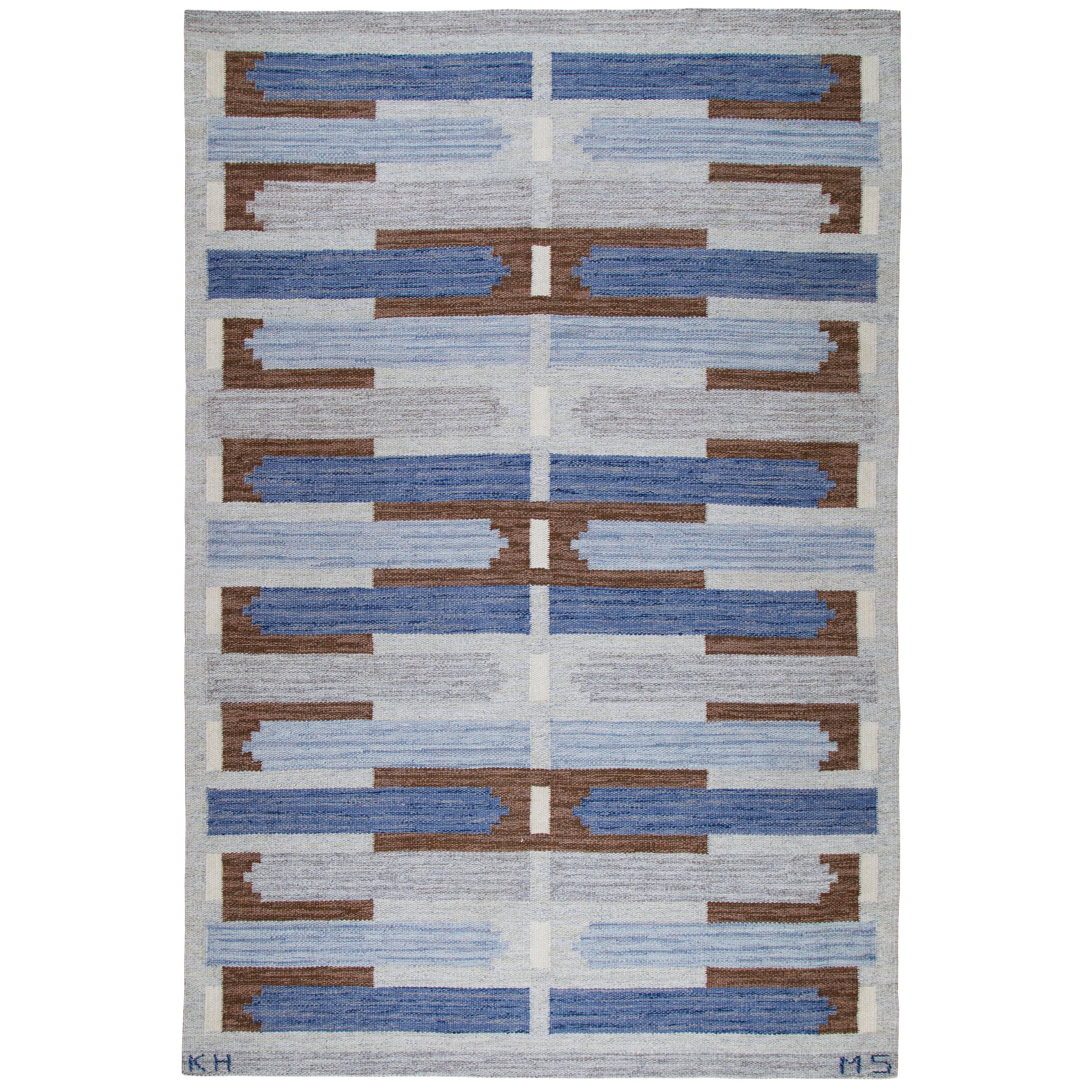 Mary Sandberg, Flat-Weave Rug, Klockargårdens Hemslöjd, Sweden, circa 1960s