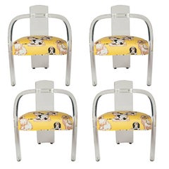 Lucite Chairs in Dorothy Draper Staffordshire Dog Fabric, by Wycombe-Meyer