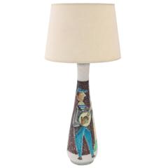 Vintage Studio Made Ceramic Table Lamp with Figural Decoration by Guido Gambone