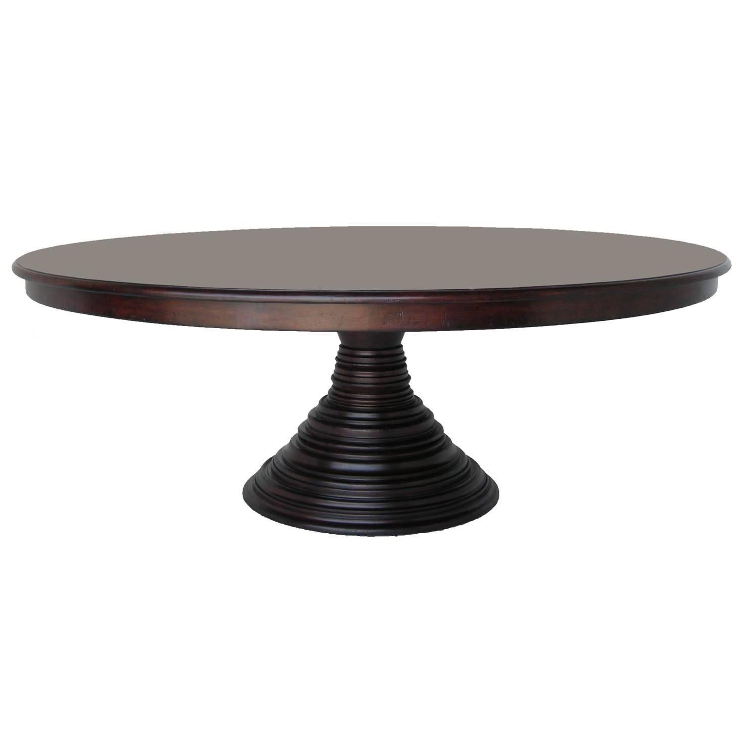 Dos Gallos Custom Walnut Wood Round Pedestal Dining or Center Table